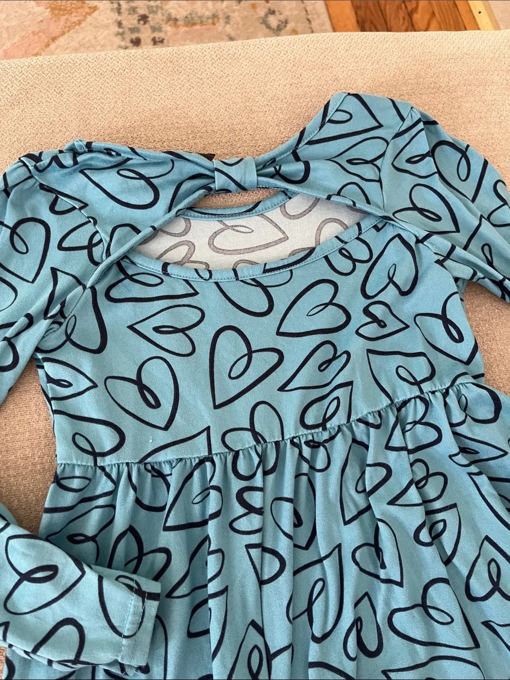💙5 for $10💙 Girls Light Blue Heart-Print Long Sleeve Casual Dress 6